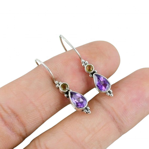 925 Solid Sterling Silver Amethyst Gemstone <b>Earrings</b> Best Design <b>Earrings</b> for Women and Girls <b>Dangle</b> <b>Earrings</b> Silver Jewelry - Product Image 1