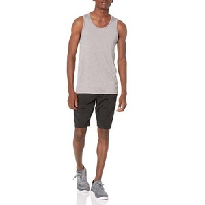Camiseta sin mangas de punto gris liso con cuello redondo para hombre, chaleco informal transpirable para entrenamiento y fitness de verano - Product Image 2