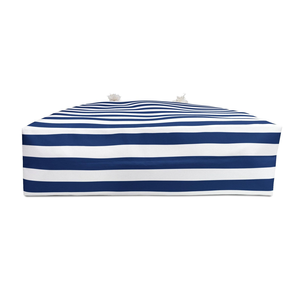 Bolsa de Viaje Azul Marino con Rayas Blancas, Bolsa de Fin de Semana, Bolsa de Playa, Bolsa de Gimnasio, Equipaje de Mano, Bolsa de Viaje - Product Image 4