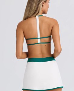 Falda deportiva de doble níquel personalizada para mujer y Sujetador deportivo conjunto de tenis de 2 piezas uniforme de longitud corta transpirable bordado - Product Image 2