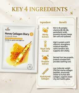 Mascarilla Facial Coreana de Colágeno y Miel en Ampolla, Antienvejecimiento, Cuidado de Poros, Calmante, Iluminadora, con Niacinamida Hidratante - Product Image 2