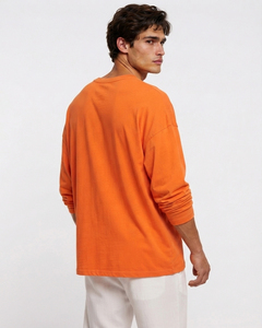 T-shirt à manches longues pour homme, col en V, avec impression de logo personnalisé, coupe ample décontractée, t-shirt en coton, style streetwear, t-shirt surdimensionné pour homme - Product Image 2
