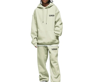 Más tamaño Casual Wear moda 2 piezas mujeres chándal conjunto 100% algodón personalizado Logo chándal para mujer - Product Image 1