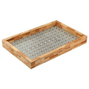 Plateau de service rectangulaire classique en bois et résine poli, fait main, durable, pour mariage - Product Image 1