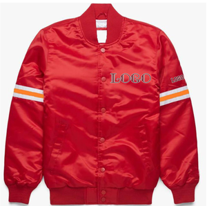 Blouson d'hiver matelassé personnalisé en satin avec logo, grande taille, pour homme, couleur unie, léger, style baseball - Product Image 6