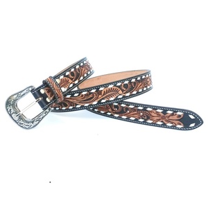 Designer Western <b>Beaded</b> Belt With Hand Tooled Work Manufacturer for Men & Women - Product Image 2