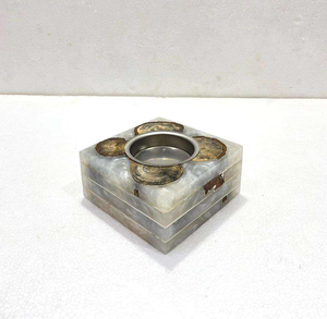 Quemador de Resina Epoxi Premium, Porta Incienso Gris Marmoleado con Detalles en Madera Natural - Product Image 1