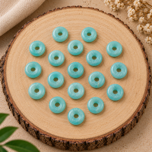 Colgante de Amazonita Lisa en Forma de Donut de 15mm, Verde Azulado, Gema, Cristal Curativo, Energía Reiki, Diseño para Fabricación de Joyas - Product Image 2