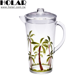 [Holar] Pichet en plastique incassable de 73 oz, motif palmier tropical unique, fabriqué à Taïwan, pour restaurants, hôtels, bord de mer - Product Image 1