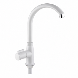 Grifo de cocina blanco KSN Vietnam KSOM-47T8C de caño alto tipo cuello de cisne, grifo de agua fría con un solo manípulo, montaje en encimera - Product Image 2