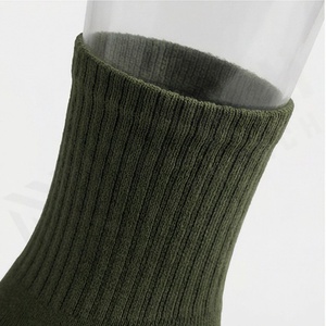 Crew <b>Socks</b> Olive Green Solid Knitted Breathable <b>Polyester</b> Spandex Running Athletic Support Adult Autumn Regular Style - Product Image 4