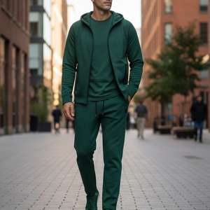Men Athletic Tracksuit <b>Zip</b> Hoodie Set Workout Gym Jogger Set Wholesale Sportswear Manufacturer - Product Image 6
