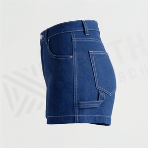 Shorts en jean basiques en coton coupe ample pour femme, deux poches, longueur courte, décontractés d'été, couleur personnalisable, bas de tenue tendance - Product Image 3