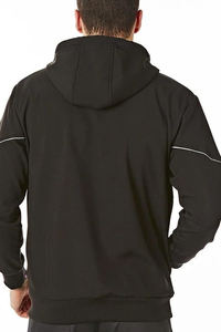 Veste softshell personnalisée pour homme, à capuche, avec logo sur le devant, respirante, coupe-vent, veste de sport d'automne, fabriquée par Antique Fashion - Product Image 4