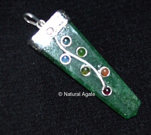 Reiki With Chakra Stone <b>Crystal</b> Quartz Flat Pencil Pendants - Product Image 4