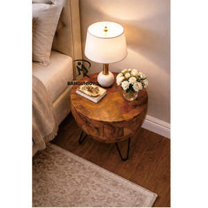 Table basse et tabouret d'appoint en bois massif de luxe moderne pour hôtel et restaurant - Product Image 3