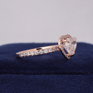 2 Carat Light Pink Heart Lab Diamond <b>Ring</b> Pave Halo IGI Certified 14k Gold <b>Proposal</b> <b>Ring</b> - Product Image 2