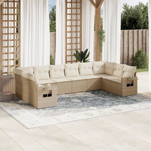Conjunto de Sofá de Jardín de Ratán Sintético Color Beige con Acero con Recubrimiento en Polvo y Poliéster, Muebles de Exterior Elegantes - Product Image 1