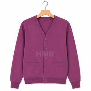 HMR Sisterhood Sorority Acrylic <b>Purple</b> V-Neck Knitted <b>Cardigan</b> Long Sleeve Casual Solid Color Button Front Sweater Top - Product Image 5