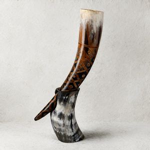 Corne à boire avec support, style viking, tasse médiévale, verre à bière rustique, vaisselle décorative, cadeau pour bar à domicile, fête et collectionneur - Product Image 4