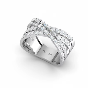 Anillo de Oro Sólido de 14K con Baño de Rodio y 66 Diamantes de Corte Brillante de 1.00 Quilates, Diseño Clásico para Mujer |   Elegante para Fiestas y Bodas - Product Image 1