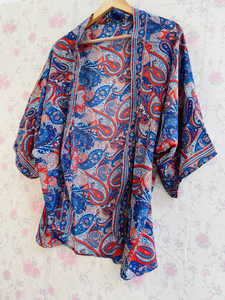 Kimono de seda bohemio vintage, cárdigan informal, plumero, relleno de algodón, tela de gasa, transpirable, estampado sostenible - Product Image 4