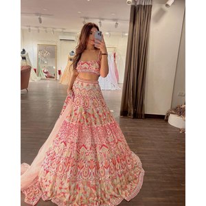 Diseñador Lehenga Choli para fiestas Ropa tradicional china con trabajo de espejo de aluminio - Product Image 1