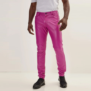 Breathable Stylish Comfortable Lightweight Regular Fit <b>Men</b> Leather Pant Eco-Friendly Casual Mid Waist <b>Men</b> Leather Pants - Product Image 1