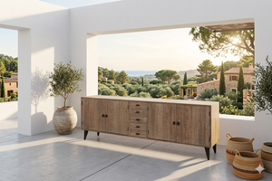 Cómoda Moderna Asuro de Madera Maciza de Teca, Diseño Escandinavo, 9 Cajones, Acabado Natural Ecológico, Calidad Comercial para Dormitorio - Product Image 3