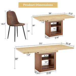 Set da Pranzo Moderno di Lusso 6 Pezzi con Tavolo Allungabile 59-71 Pollici e Sedie in Tessuto Tecnologico, Scalabile e Leggero - Product Image 4