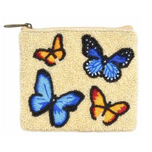 Porte-monnaie écologique fait main en perles de rocaille motif papillon avec fermeture éclair, pour collectionner les pièces de monnaie, ranger les clés et cartes, et le maquillage, idéal comme cadeau - Product Image 4