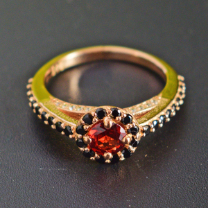 Best Selling Natural Red Garnet Gemstone <b>Ring</b> With Black Onyx 925 Sterling <b>Silver</b> Classy Gold Plated Fine <b>Ring</b> Jewelry For Women - Product Image 4