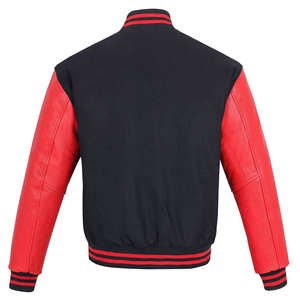 เสื้อแจ็คเก็ตหนัง PU สีดำแดงสำหรับผู้ชาย สไตล์วาร์ซิตี้ คอตั้ง ทรงปกติ ใส่ได้ในฤดูหนาว เป็นมิตรกับสิ่งแวดล้อม กันน้ำ ตกแต่งด้วยลายการ์ตูน - Product Image 2