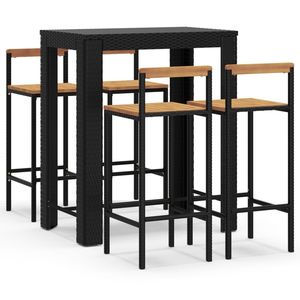 Conjunto de Bar de Jardín de Ratán PE Negro con Reposapiés Estándar, Colección de Muebles Duraderos para Exteriores - Product Image 2