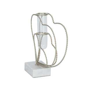 Jarrón de Mesa Moderno y Elegante de Metal Negro con Base de Mármol, 27.5 cm de Altura, para Agua, Centro de Mesa Decorativo - Product Image 4