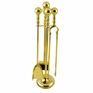 Modern Antique Brass Fireplace <b>Tool</b> Set Vintage Gold Hearth Decoration <b>Fire</b> <b>Tools</b> Kit Wholesale Companion Set With Stand - Product Image 5