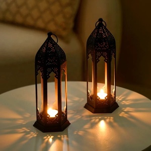 Decorative <b>Tall</b> Moroccan <b>Lantern</b> with Elegant Geometric Cutwork Metal Candle Holder for Modern Home Styling - Product Image 4