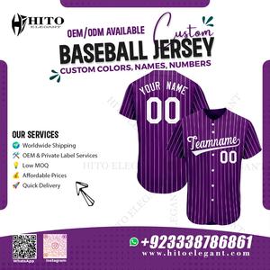 Vente en gros Nouveau maillot de baseball de haute qualité Maillot de baseball respirant Broderie de gros Maillot sublimé Couleur de doublure violette et blanche - Product Image 2
