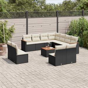Grand ensemble de canapés de jardin modulaires en rotin PE noir, collection de meubles d'extérieur élégante - Product Image 1