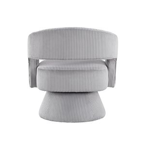 Poltrona Girevole Moderna e Lussuosa in Legno Massello con Seduta Morbida in Velluto a Coste, Elegante Grigio per Soggiorno - Product Image 6