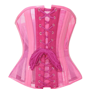 Corset en cuir PU rose avec fermeture à boutons, tenue de club moulante pour adultes - Product Image 6