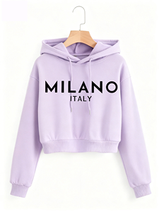 Sudadera Corta con Capucha Estilo Gótico Y2K, Otoño Invierno, Milán, Italia, Estilo Casual, 100% Algodón Felpa, para Hombre - Product Image 3