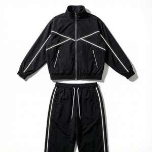 Nouvel ensemble de survêtement coupe-vent 2 pièces pour homme, veste à capuche et pantalon de jogging, avec passepoil et blocs de couleur, pour le sport en extérieur et la course à pied - Product Image 6