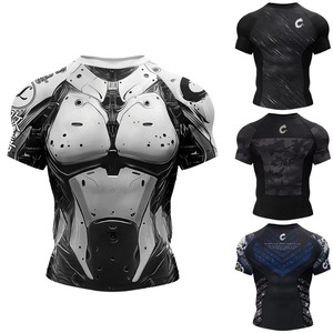 Rashguard de compression MMA BJJ pour entraînement, unisexe, pour adultes, en Spandex/Polyester, manches longues, teint en pièce, UPF50+, séchage rapide, 220g - Product Image 5