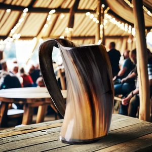 Jarra de cerveza Medieval auténtica, taza de cuerno vikingo hecha a mano Natural de alta calidad, pulido de espejo, diseño de animales con estilo para fiestas - Product Image 2