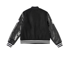 Veste pour homme avec logo personnalisé, veste varsity, veste bomber en cuir PU avec patch brodé, streetwear - Product Image 6