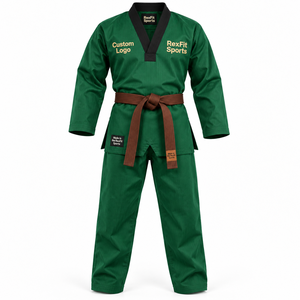 Uniforme de Taekwondo de Artes Marciales, Dobok con Textura Acanalada, Camisa de Manga Larga, Pantalones y Cinturón, Uniforme al por Mayor OEM - Product Image 1