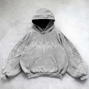 Sweat à capuche unisexe personnalisé en coton léger 100 % avec broderie vieillie, style streetwear hiver, séchage rapide, respirant, en polaire - Product Image 3