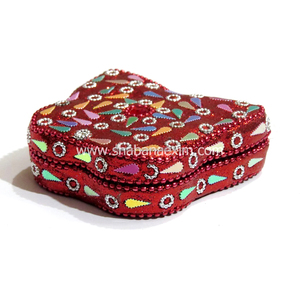 Boîte à bijoux artisanale en laque scintillante avec perles, boîte à pilules, boîte à bibelots en métal aluminium pour cadeaux de mariage traditionnels - Product Image 4