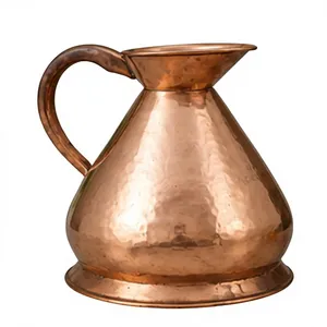 Carafe en cuivre lisse et uni, finition cuivre, style persan, avec fossettes texturées, authentique, fabriquée artisanallement, vaisselle de qualité. - Product Image 3